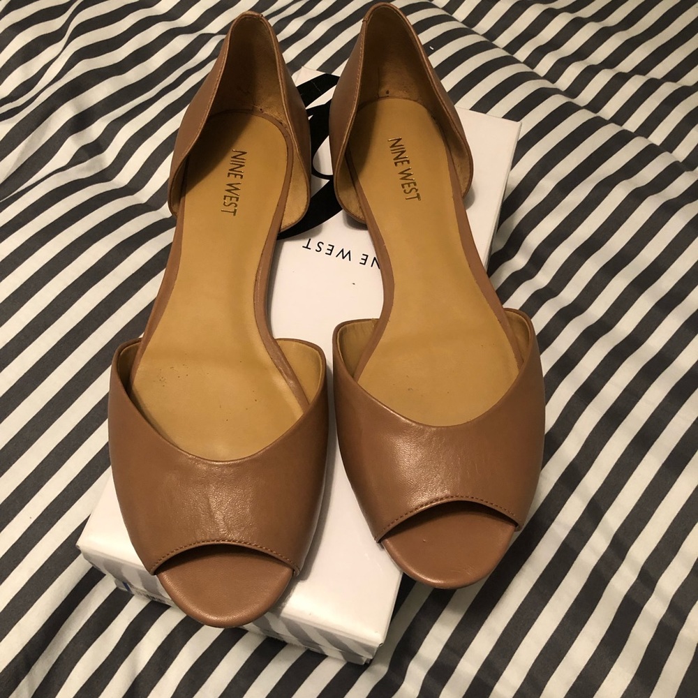 Nine West Nude Open Toe Flats